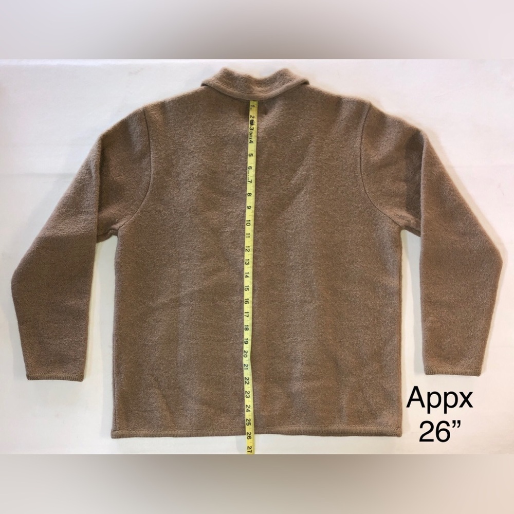 Classic Wool Cardigan WORTHINGTON Button Front Collared Sweater Tan (Large) - Picture 15 of 17